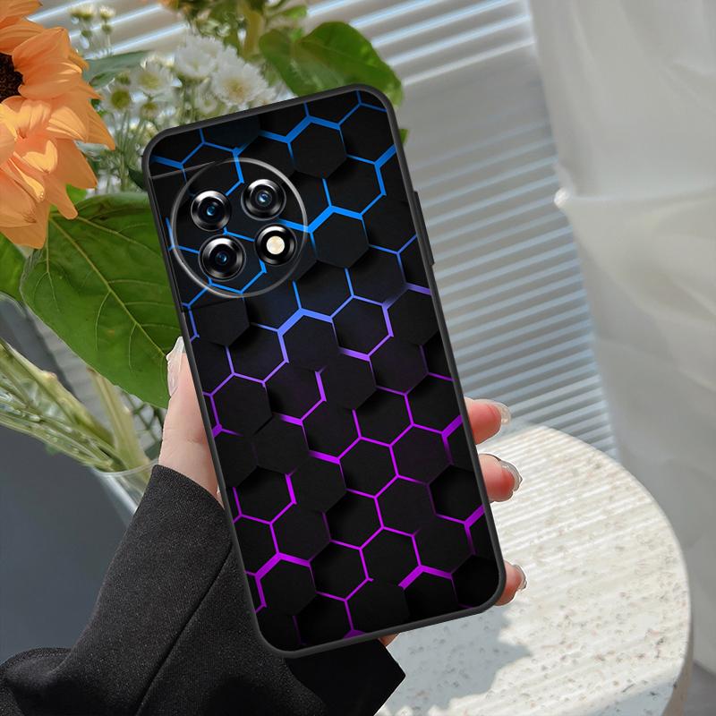 3D Hexagonal Lights Case For OnePlus 15 15R 12 12R 13T 13R 13 11 10 10R 10T 8T Nord 5 CE 2 3 4 Lite N20 N30 Cover
