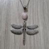 Dragonfly Pendant Necklace Long Chain Bohemian Pink Crystal For Women And Men