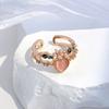 Kvinner Åpen Ring Justerbar Rosa Rhinestone Blomst Frukt Hjerteform Uthult polert Fest Dating Knoke Ring Finger Smykker