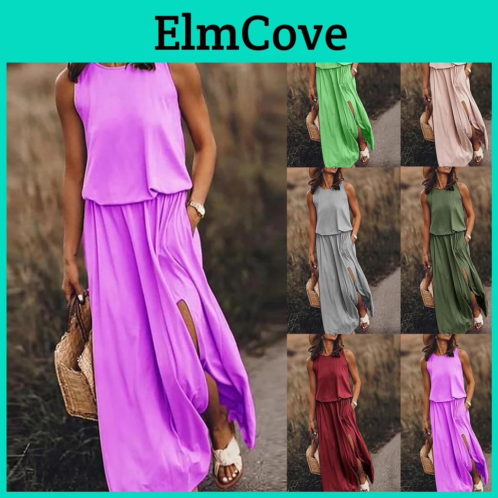 Womens Sexy Casual Solid Fashion Slim Backless Sleeveless Long Dress