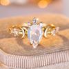 2026 New Dreamy Star Moon Water Drop Albumin Gold Ring for Female Niche Immortal Charm Crescent Personalized Accessory