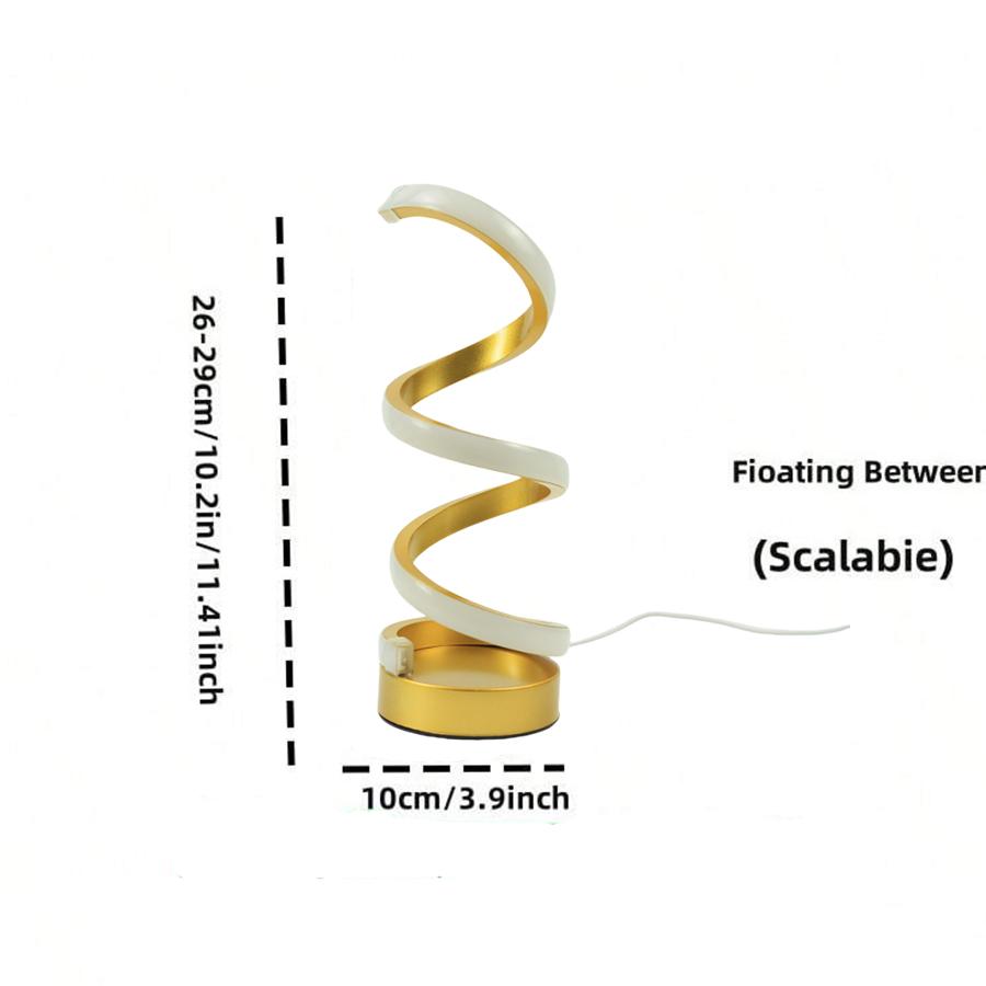 Lampe de table LED moderne avec USB - luminosité réglable, lumière blanc chaud, design en spirale, convient pour chambre à coucher, salon, éteint
