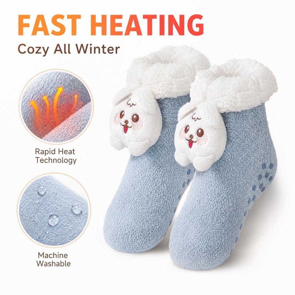 Unisex Heated Floor Socks Christmas Foot Warmer Slipper Socks for Home