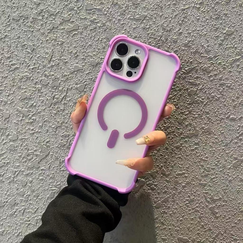 For Apple 16E Phone Case Frosted for IPhone 15 Promax Magnetic Charging Four Corner Airbag Anti Drop