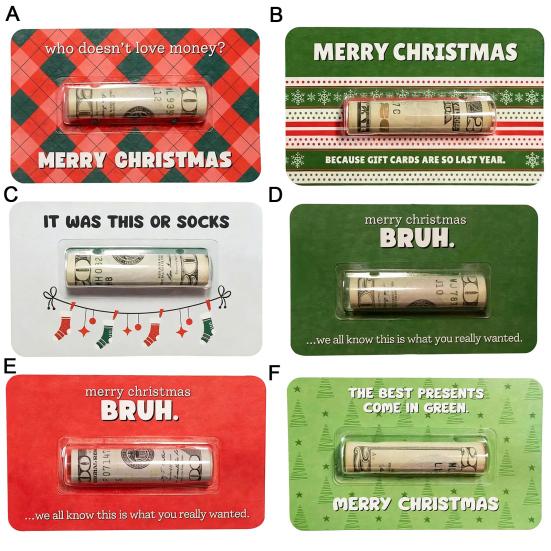 Bruh Money Holder Christmas Tree Hanging Cash Holder Card Decoration Ornament Festival Party Holiday