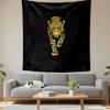 Golden Leopard On Black Background Patterned Tapestry Decorative Wall Hanging, Home Bedroom Living Room Decor