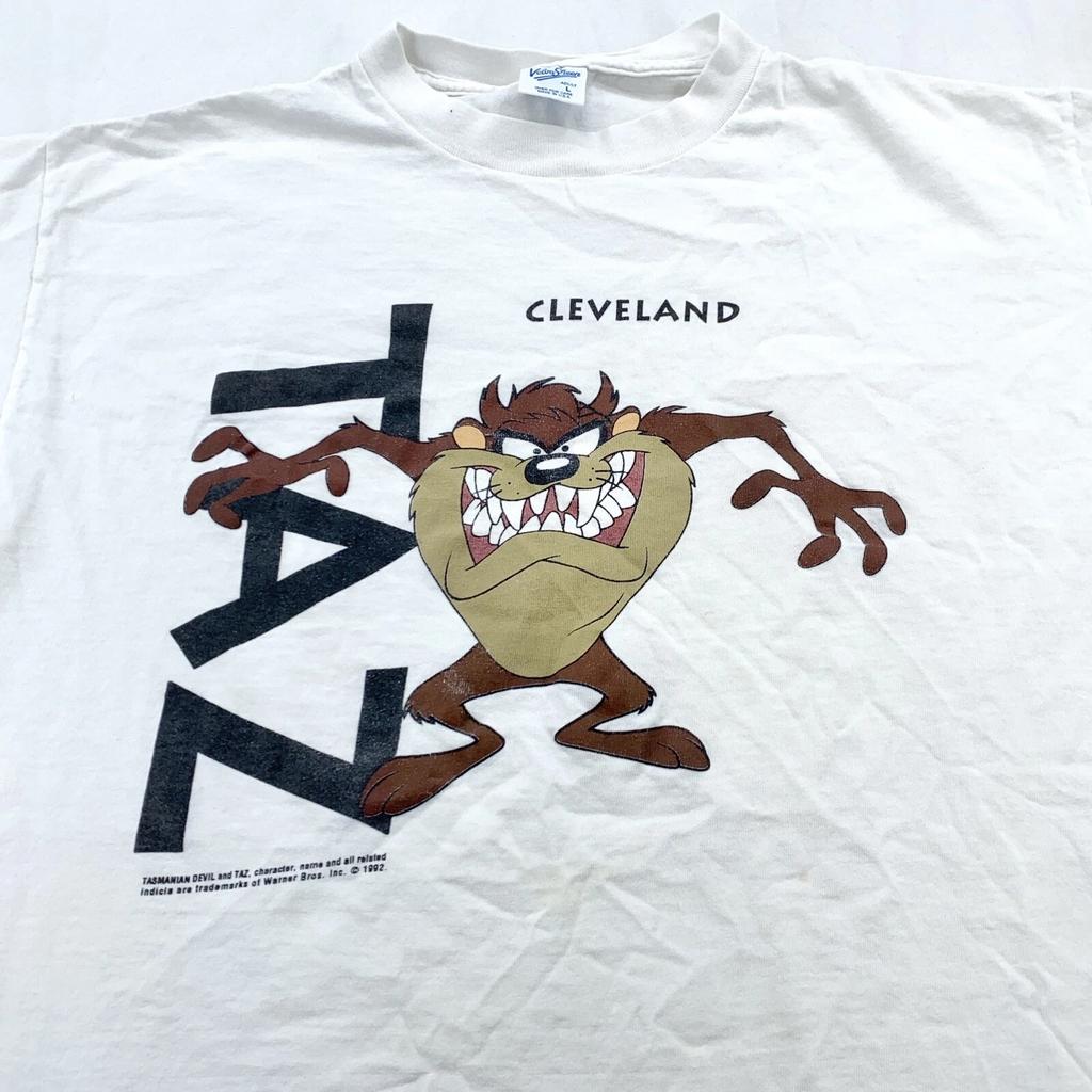 vtg 90s TAZ CLEVELAND OHIO T-Shirt MEDIUM looney tunes cartoon tasmanian devil