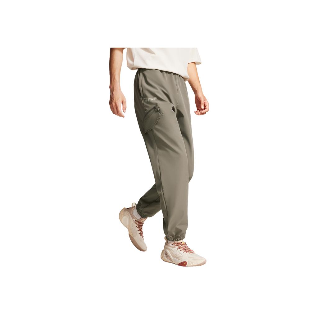 Li Ning Fleece Lined Warm Sports Fashion Versatile Windproof Water Resistant Loose Mid Rise Letter Sports Long Pants Men bottoms AYKV435-3