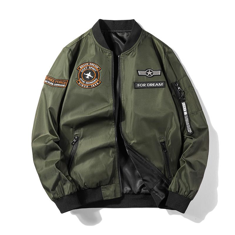 Spring and Autumn Thin Double-sided Flight Jacket for Men, Simple and Trendy Air Force Baseball Uniform Jacket for Men