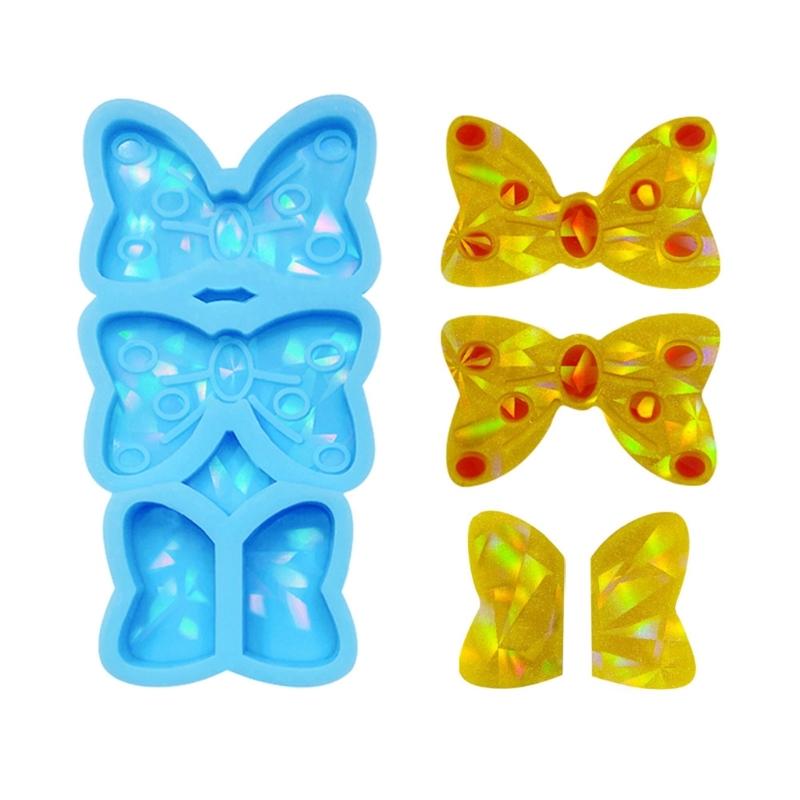 Holographic- Bowknot Straw Topper Silicone Mold Light and Shadow Bow Straw Decoration Mold for Drinks Straw Decor