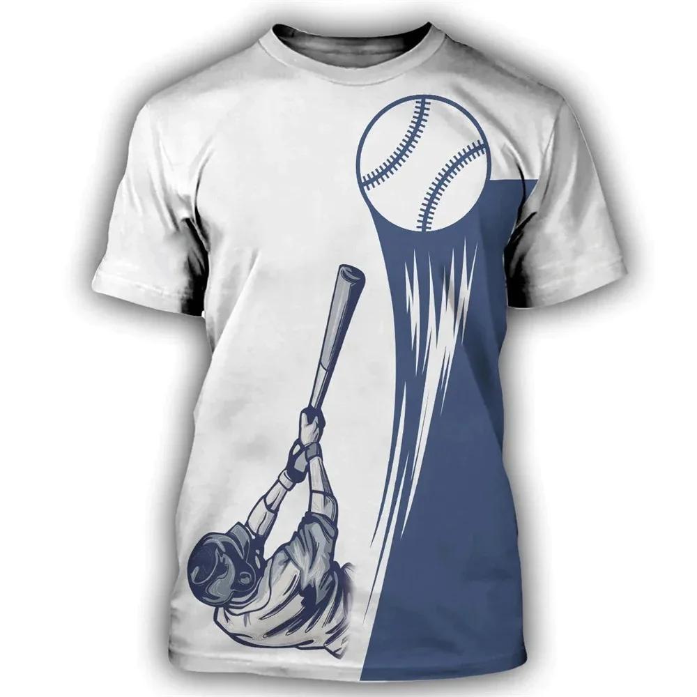 Baseball Sports 3D Printed Outdoor Men's Women's Short Sleeved T-shirt With Round Neck For Children Quick Drying Comfortable Top