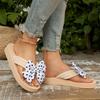 Fashion Polka Dot Bowknot Decor Flip Flops for Women 2025 Summer Lightweight Beach Slippers Woman Fashion Clip Toe Flat Slides Sandals