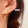 Butterfly Earrings for Women, Non-fading Titanium Steel, Double-layer 3D Design, Simple & Exquisite, Mori Style