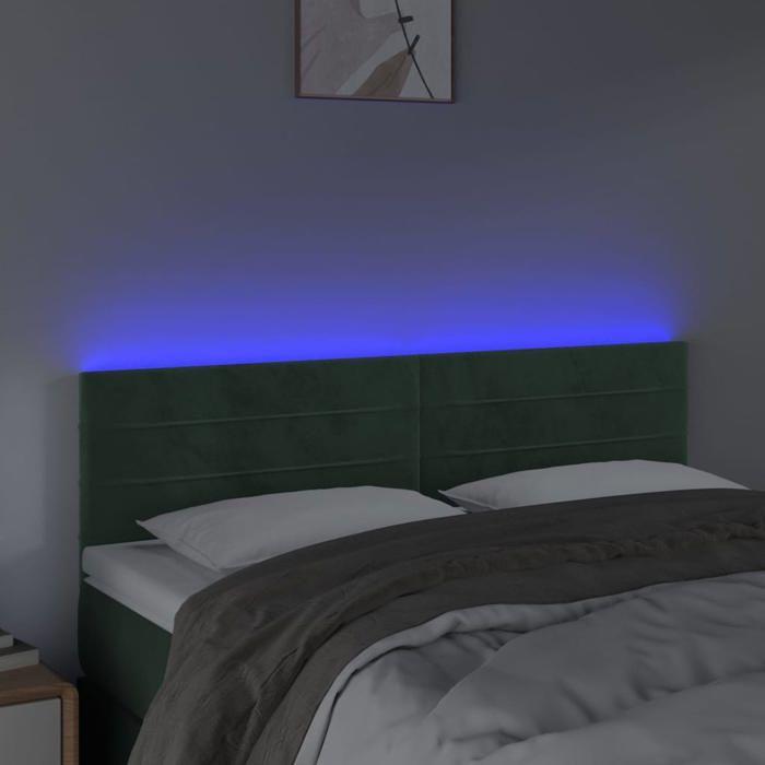 VidaXL Tête de Lit à LED Meuble de Chambre à Coucher Accessoire de Lit Double Tête de Cadre de Lit Intérieur Vert Foncé 3121803