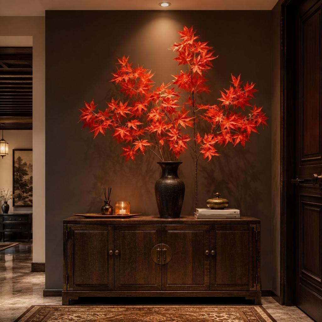 Artificial Maple Leaf Branch Decorative Plant for Home Office Indoor Outdoor Use Realistic Texture and Natural Shape Faux Greenery Branch