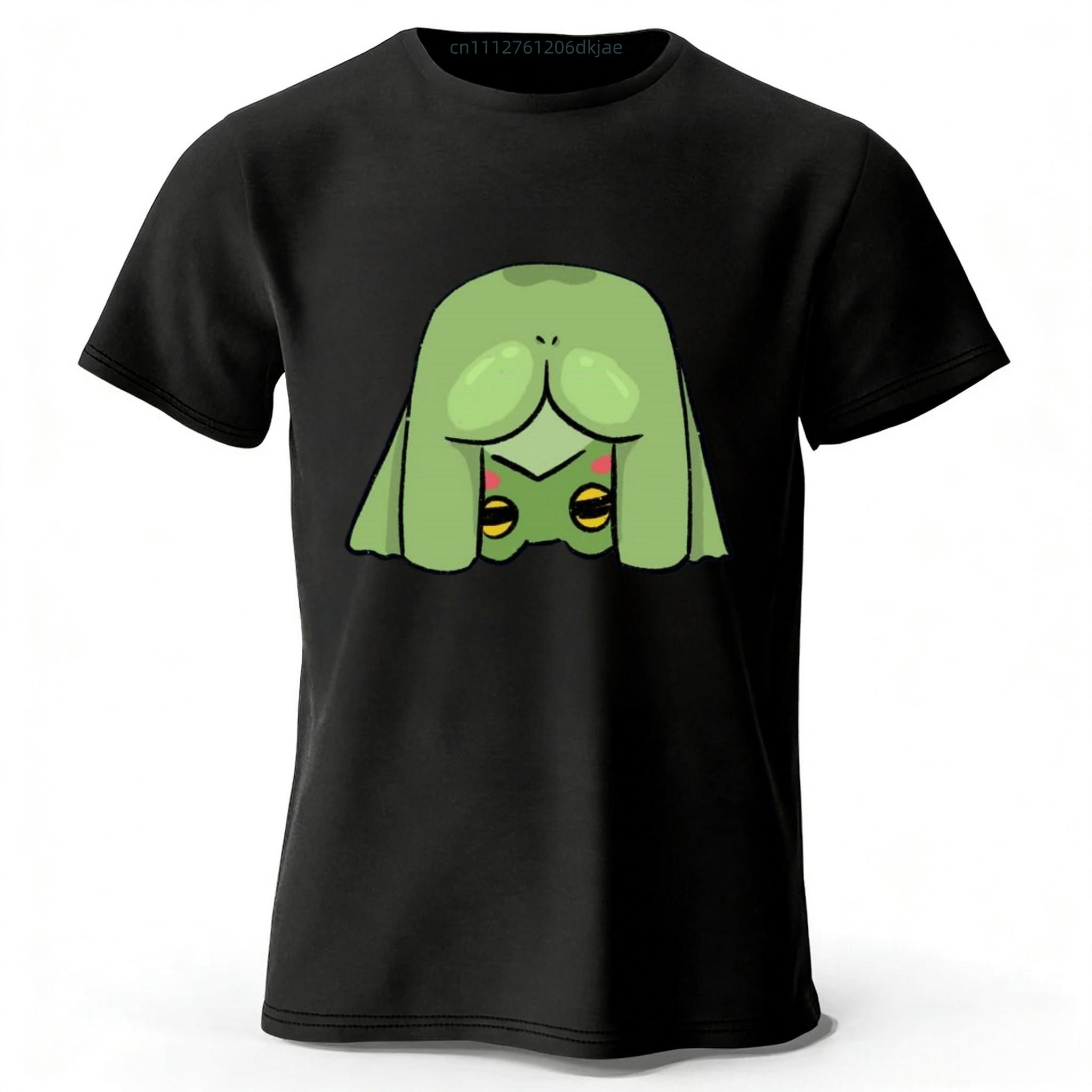 

Summer New Quirky Frog Mens Pure Cotton Short Sleeved 2026 Loose Oversized Fashionable Casual Tshirt Y2k Street Style Top S