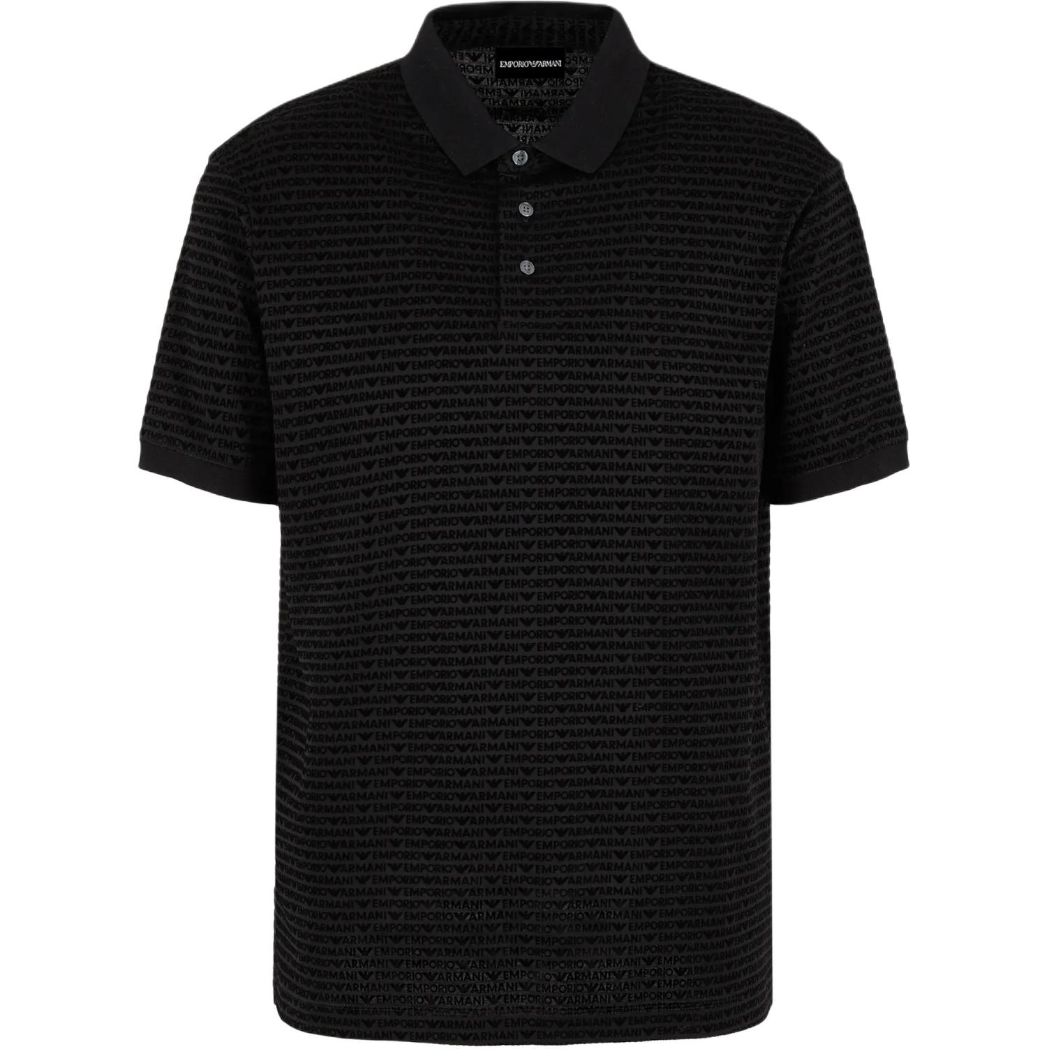 

Emporio Armani FW24 Logo Velvet Short Sleeve Polo Shirt Men tops Black 6D1F79-1JOSZ-0999 M