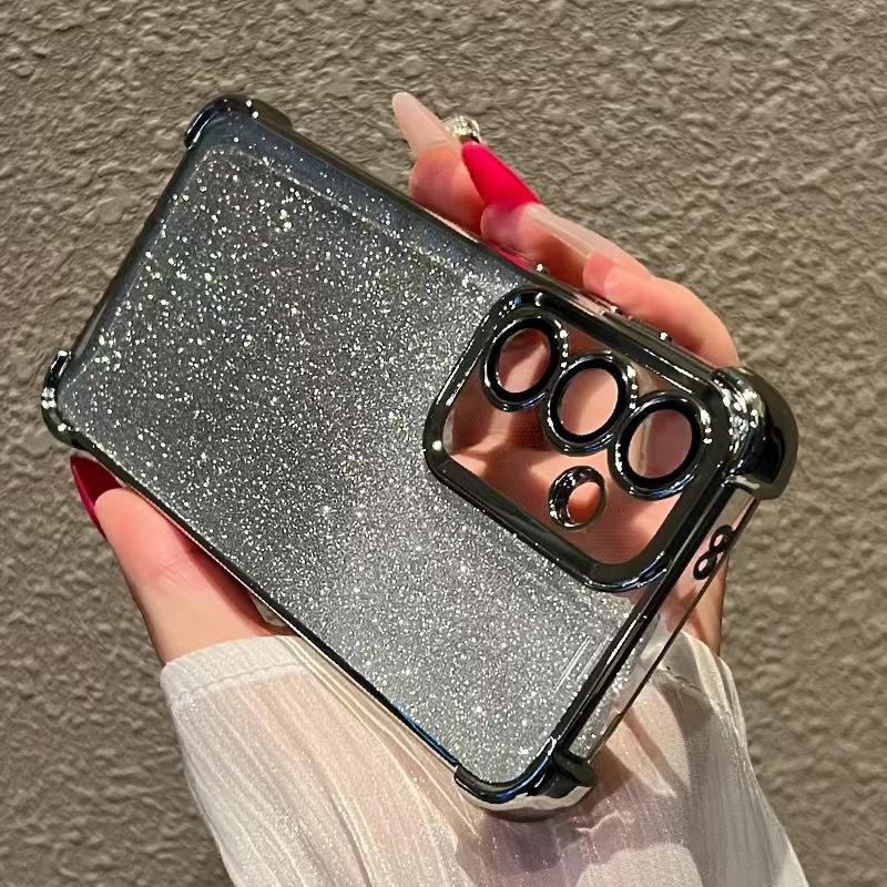 

Подходит для чехла для мобильного телефона Samsung A55 Samsung A16a36 Новый Гальваническое покрытие с блестящей пудрой S25 S24ultra Прозрачная Женская модель Samsung A22 4G