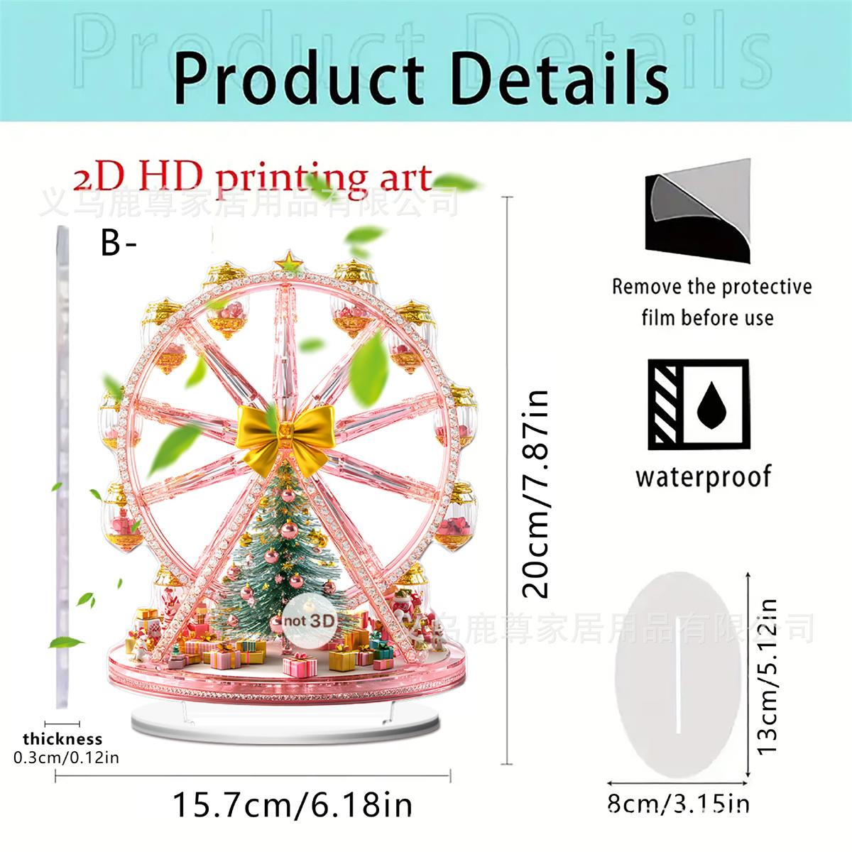 

Рождественское Красочное Романтическое Колесо Обозрения 2D Плоский Акрил Дом Гостиная Праздничное Офисное Украшение для Стола Реквизит для Сборки