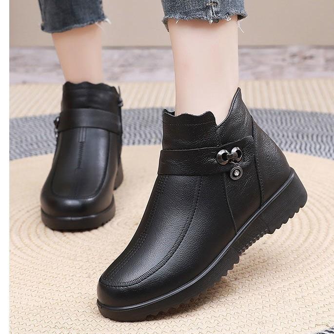 

Зимние хлопковые туфли для мамы, бархатные утепленные кожаные туфли, женские удобные теплые ботинки, мягкая кожа, водонепроницаемая мягкая подошва, кожаные ботинки, женские fa 40 чёрный