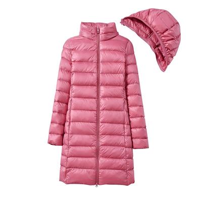 Lightweight Thin Down Jacket Women's Medium-length Fall and Winter New Hooded Large Size Jacket