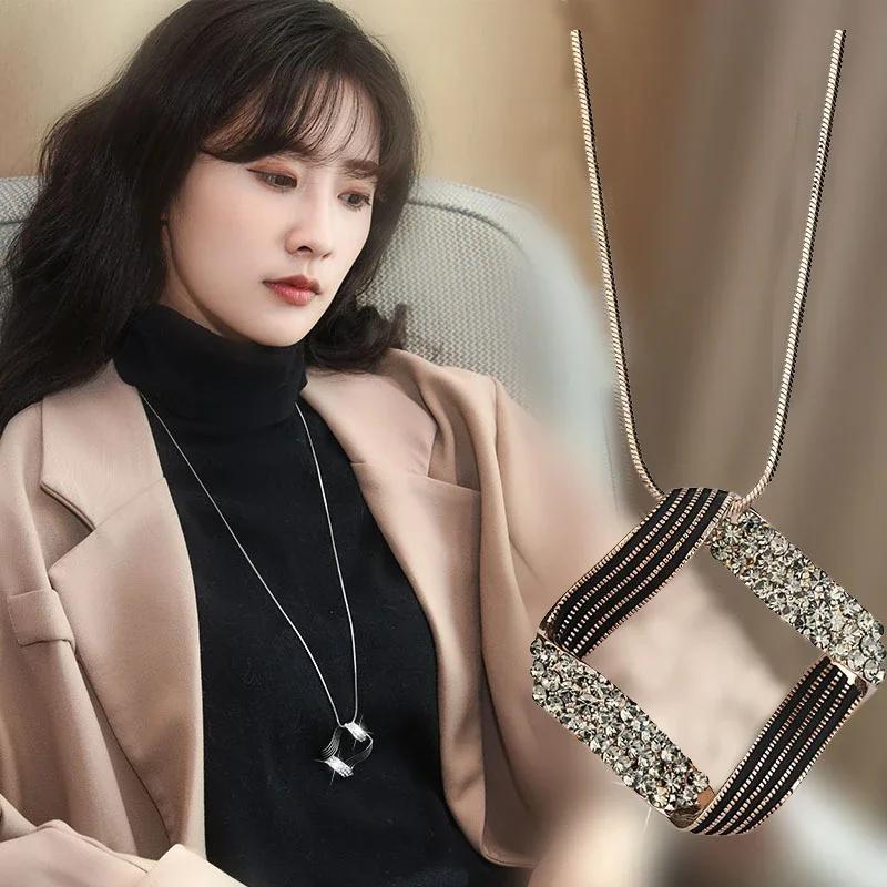 Classic Geometric Irregularity Pendant Long Necklace for Women New Sweater Accessories Cute Gifts Hip Hop Jewelry