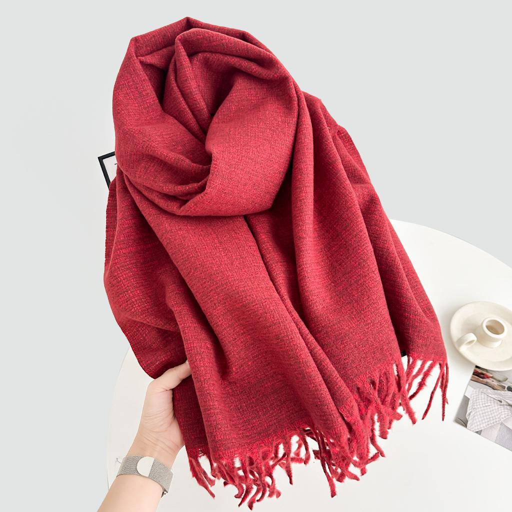 New solid color scarf couple winter shawl dual-purpose warm long thickened fringed scarf spot