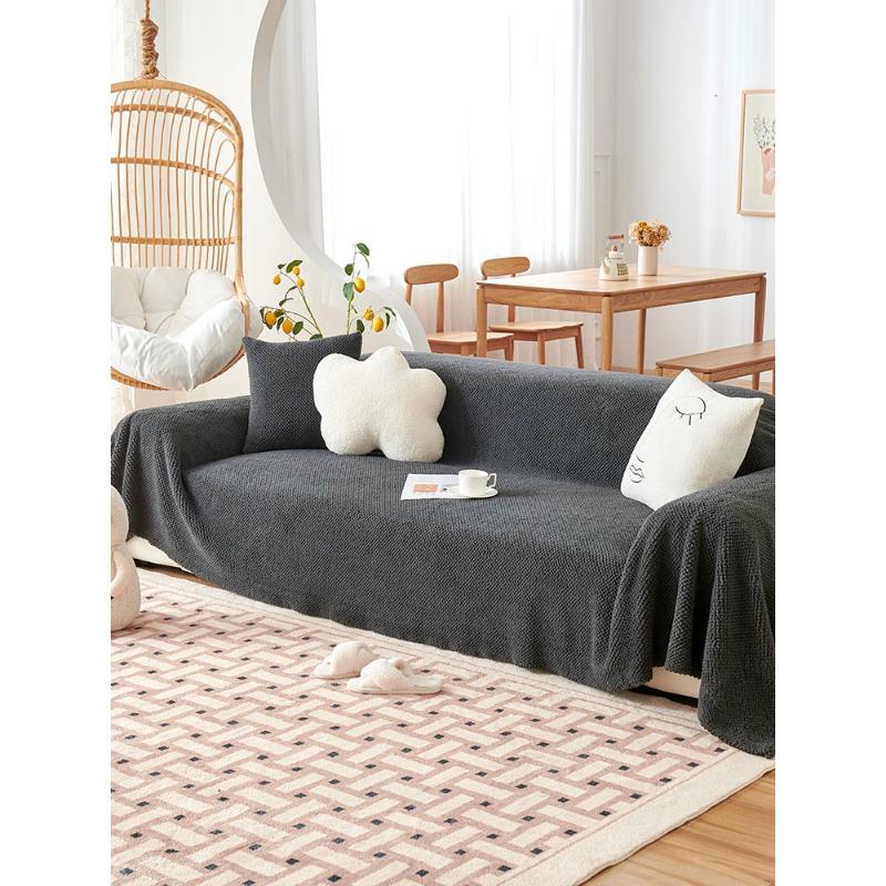 Plush Sofa Cover Cloth Winter Double-Sided Velvet Cream Color Anti-Scratching Sofa Towel Cover Towel Full Covered Seat Cover Cover Blanket