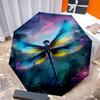Enchanted Dragonfly In A Dreamy Forest Automatic Umbrella With Folding Feature Folding Umbrella With 8 Ribs Lightweight All Season Use Vibrant Pattern