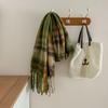 Tonglu Women's Mohair Winter Scarf: Black & White Plaid, High-End, Thick & Warm Neck Warmer
