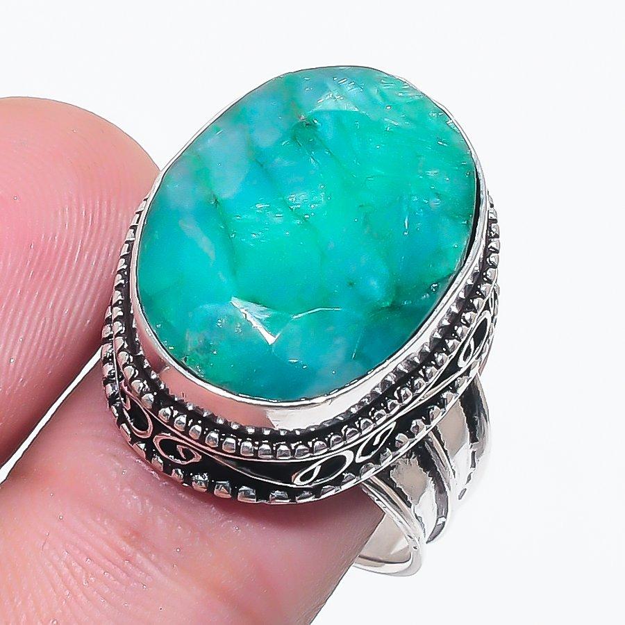 Skota Emerald Gemstone 925 Sterling Silver Jewelry Ring Size 9