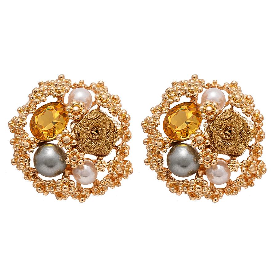 Vintage Earrings for Women Flowers Imitation Pearl Stud Earring Jewelry Accessories