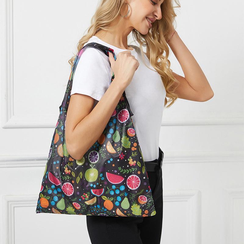 1Pc Shopping Bags Recyclable Polyester Washable Large Capacity Foldable Eco-friendly Grocery Tote Pouch Groceries