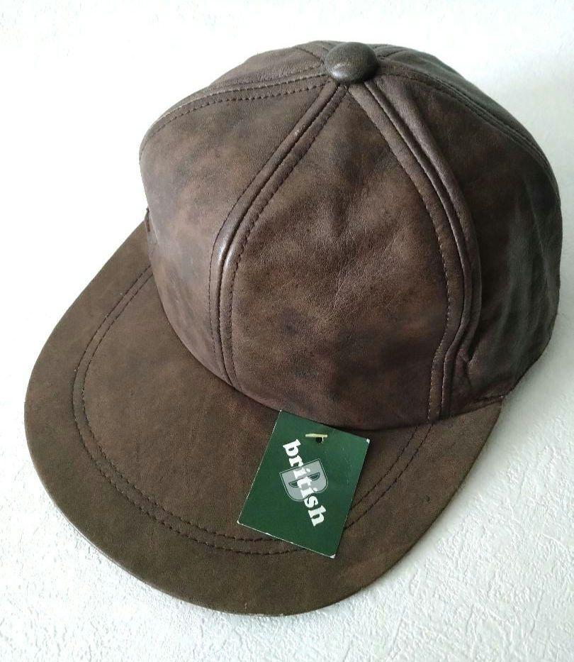 

[USED] British genuine leather brown cap, cowhide