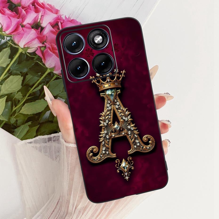 Modische Krone Buchstabenhülle Für Motorola Edge 70 Fusion Weiche Schwarze Silikon-Rückseite Für Motorola Edge70 Fusion 5G Handyhüllen