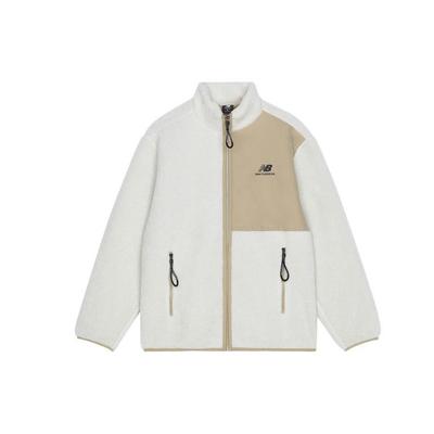 New Balance Velvet Jackets Unisex Ecru Stand Collar Thickened And Fleece Lined AMJ13346-MSU