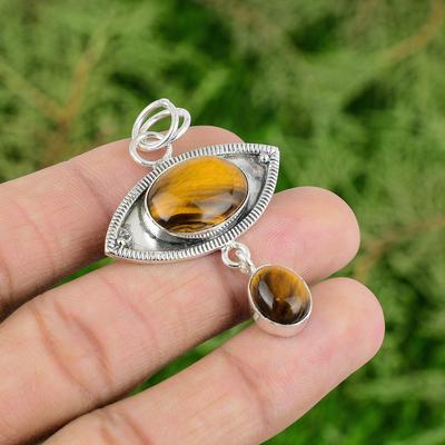 Mothers Day Deal 925 Silver Natural Tigers Eye Elegant Wedding Pendant Jewelry