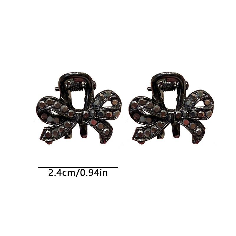Black Sparkling Diamond Butterfly Knot Hair Grab French Elegant Hairstyle Accessories Date Dressing Afternoon Tea Fashion Choice