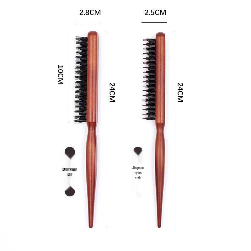 Portable Long Handle Boar Bristle Curling & Teasing Brush for Fluffy Hairstyles and Styling