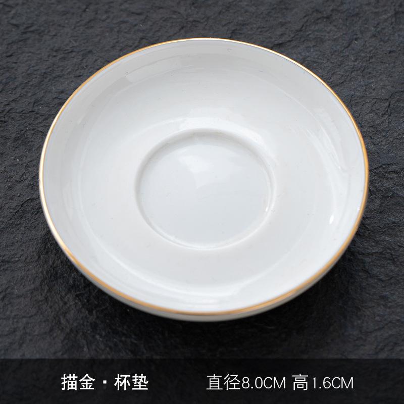 Jade Fat Jade Kung Fu Small Teacup Dehua White Jade Porcelain Five Blessings Tasting Cup with Cup Saucer Kung Fu Tea Set Tea Cup
