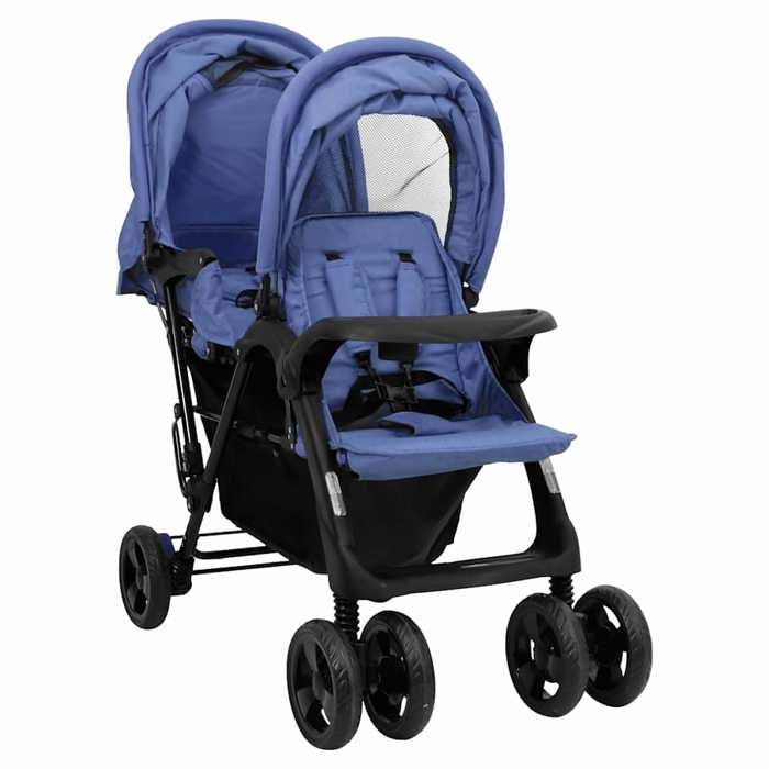 VidaXL Double Stroller Foldable Travel Pram Travel Stroller for Toddler Outdoor Protection Against 10350