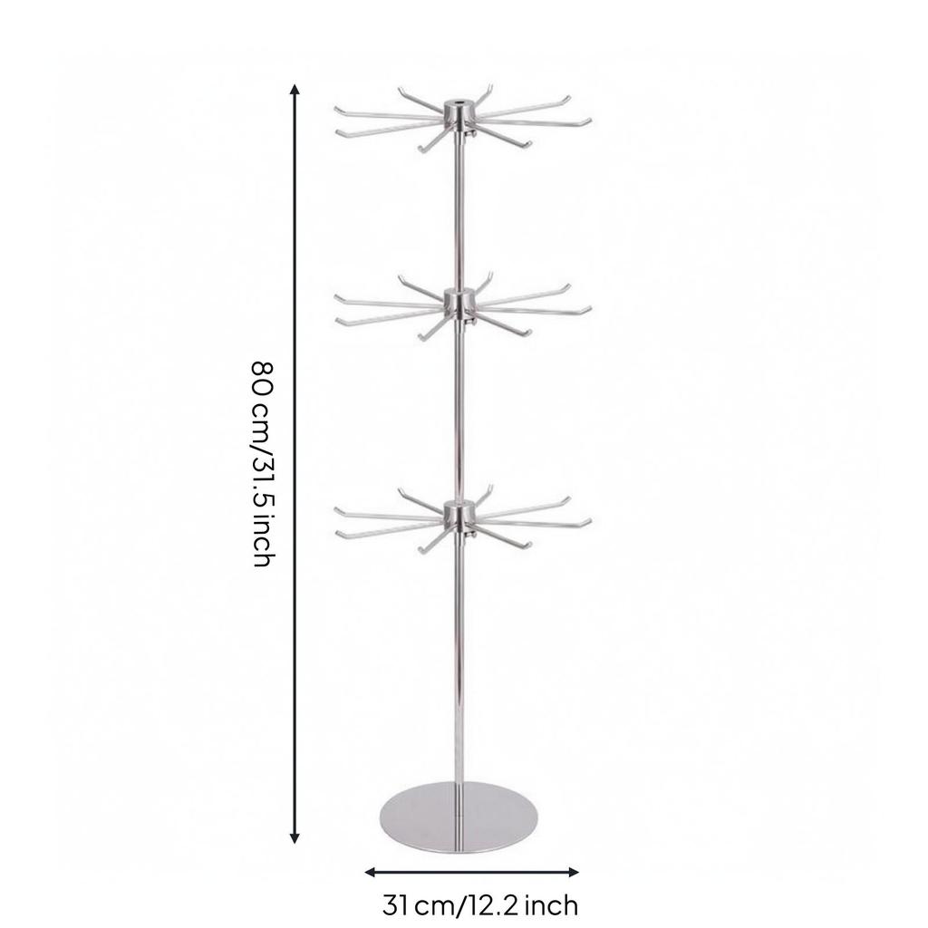 Rotating Necklace Holder Jewelry Display Rack | Sturdy Round Flat Base,