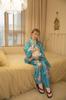 Joel Kimono Robe Dress Floral Pattern Courtesan Costume Satin Yukata Long Length Bathrobe Pajamas Night Dress Summer Festival Dancewear with Belt