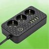 EU Plug Power Strip Multi AC Outlets Socket 2 Meters Extension Cord Overload Protection for Home Office