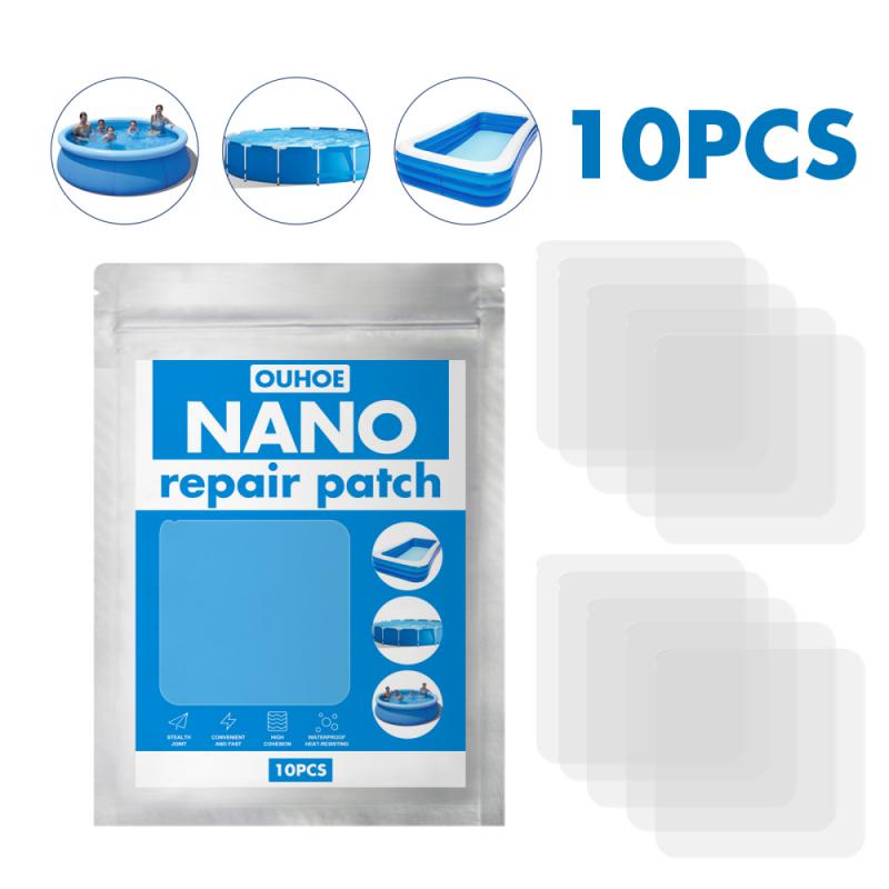 

10/20 шт. Ремонтная заплатка Nano Repair для плавательного бассейна Водяная подкладка и тент - Водонепроницаемый и специальный клей