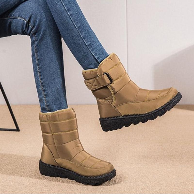 Modische Übergröße Warme Wasserdichte Schneestiefel für Damen Winter Plateau Stiefeletten Bequem und Elegant Lamm Trend 2025 Goth Damen Schuhe