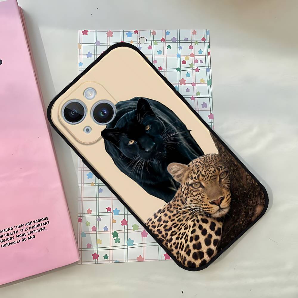 F-Ferocious Leopard Phone Case For IPhone 1716 15 14 13 Pro Max 11 12 Mini X Xs XR Black Silicone Cover