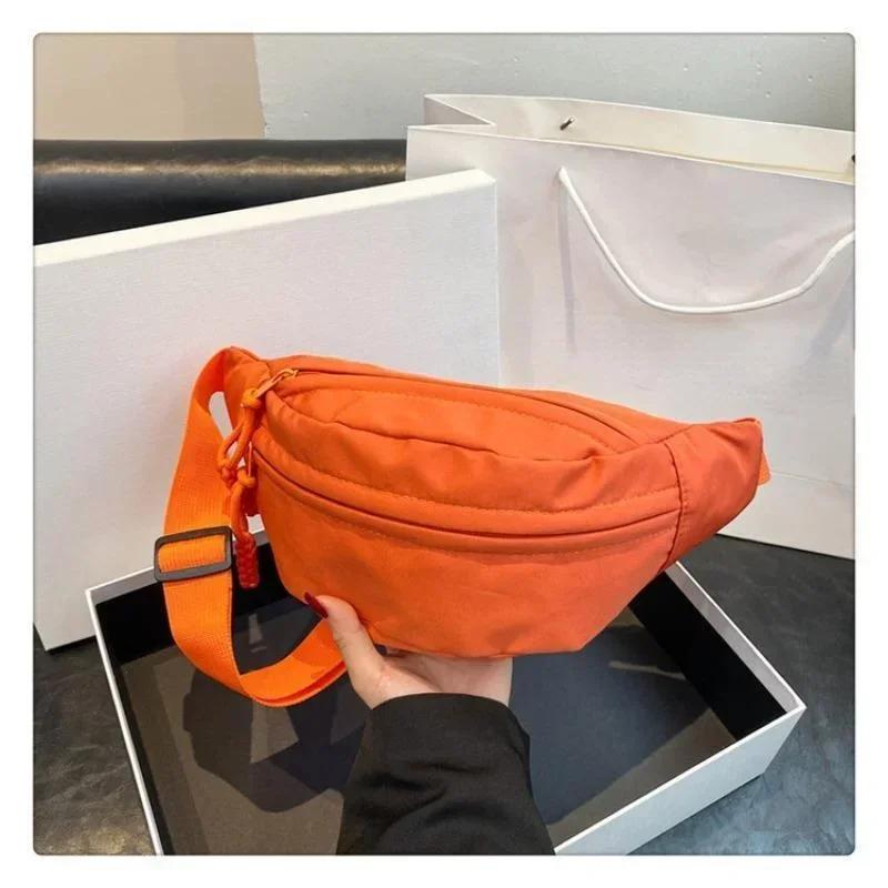 

Women s Chest Bag Canvas Crossbody Bag Solid Color Women Sling Waist Pack Versatile Sports Solid Color Waterproof Hiking Bags оранжевый