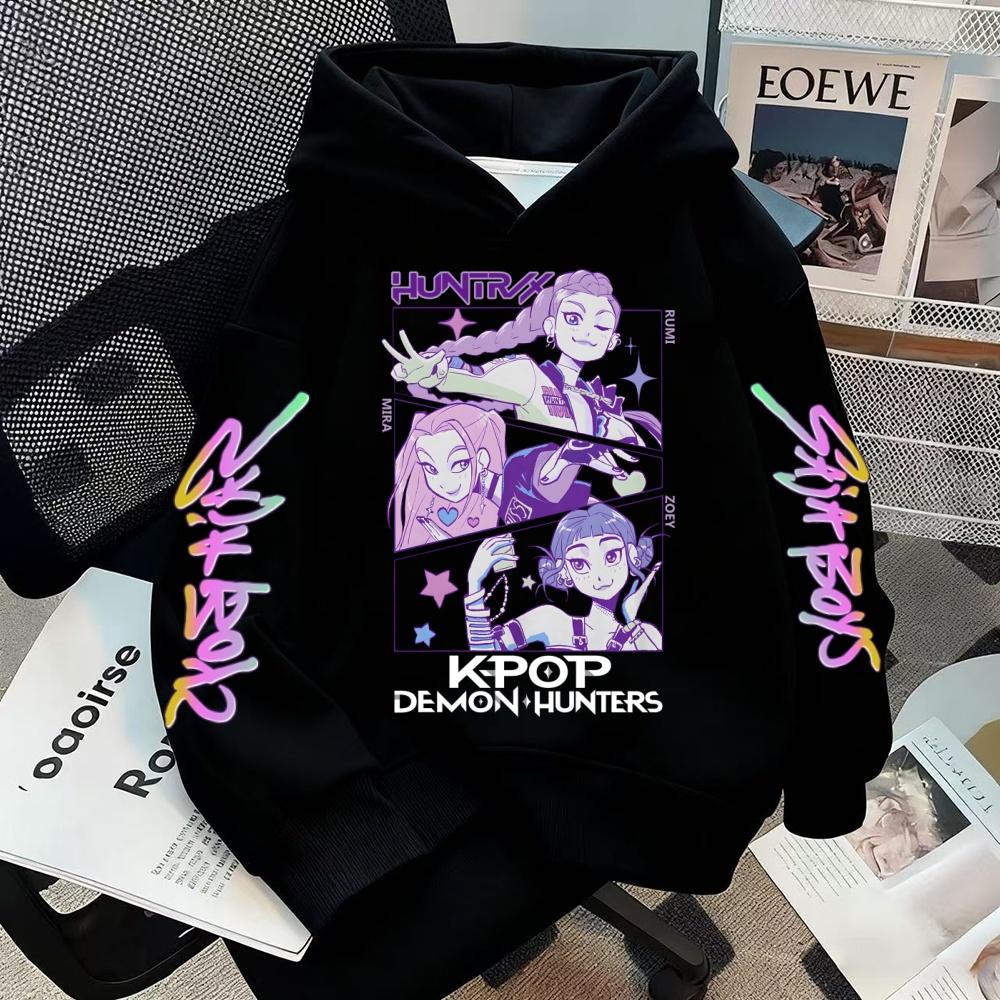 Kpop Demon Hunters Sweatshirt Kids Hoodie Casual Fashion Autumn Winter Boys Girls Warm Anime Clothes