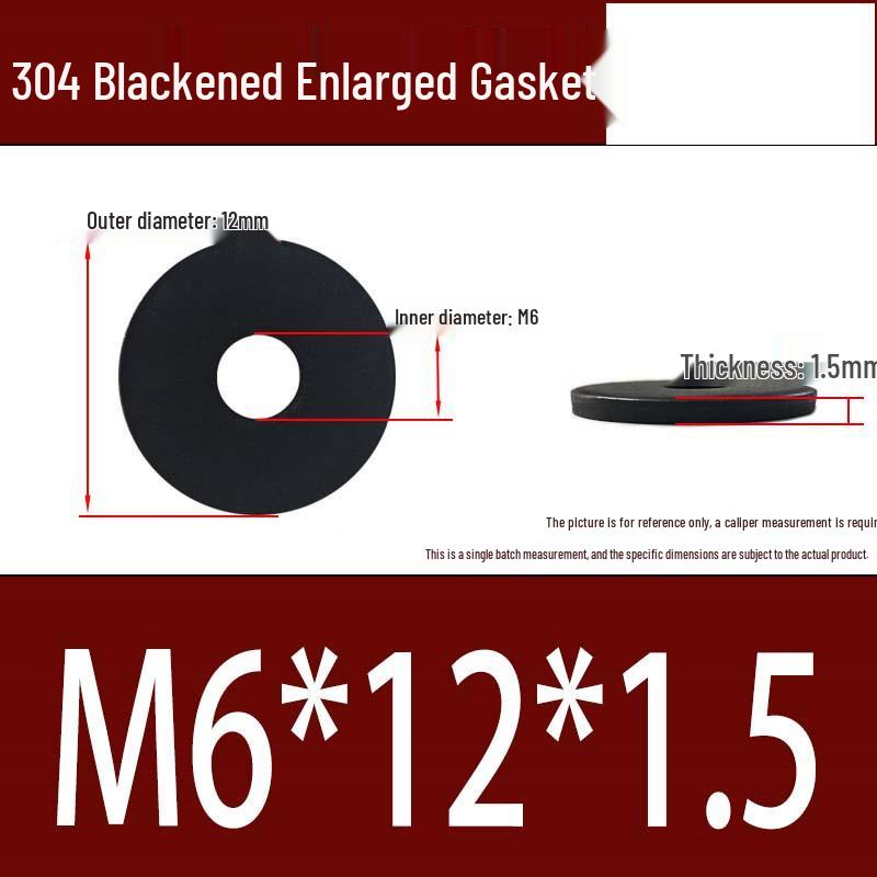 Large Black 304 Stainless Steel Ultra-Thin Oversized Flat Washer, Zinc-Plated